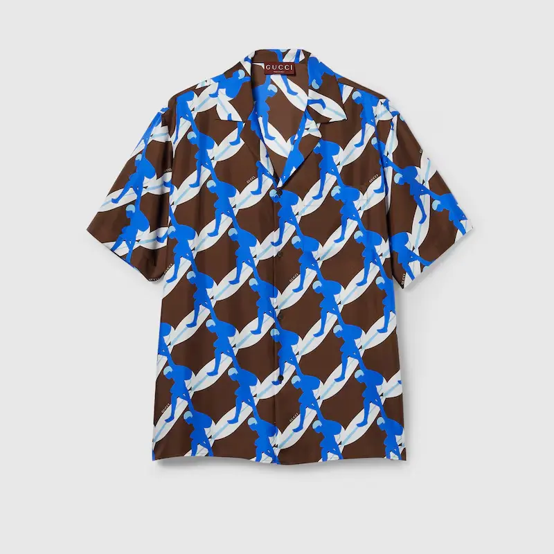 Printed Silk Bowling Shirt