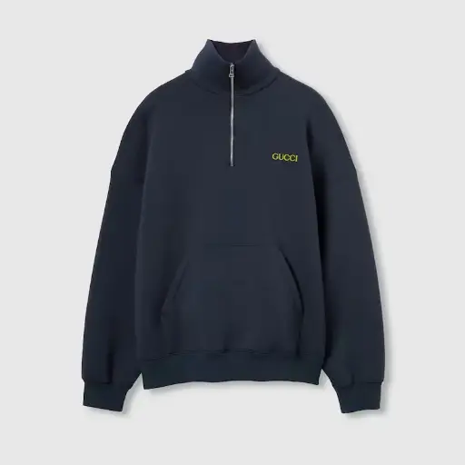 Jersey jacket with half zip and patch